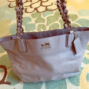 Grey coach leather handbag - good used condition